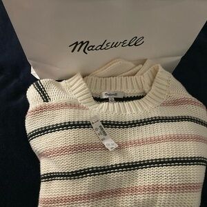 Madewell Women's Crew Neck Sweater - Cream, Black, Pink